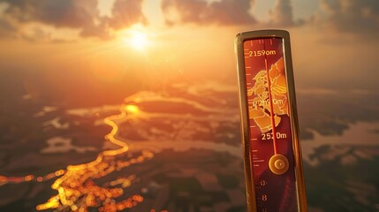 A thermometer records a high of fifty degrees Celsius, set against a background depicting the Indian subcontinent, illustrating a hot weather concept - obrazy, fototapety, plakaty
