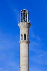 Minaret of the Memorial Complex of Imam Al Bukhari under construction in Xo'ja Ismoil near Samarkand in Uzbekistan, Central Asia