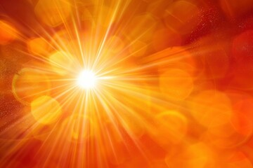 Bright orange sun with lens flare on solid background - obrazy, fototapety, plakaty