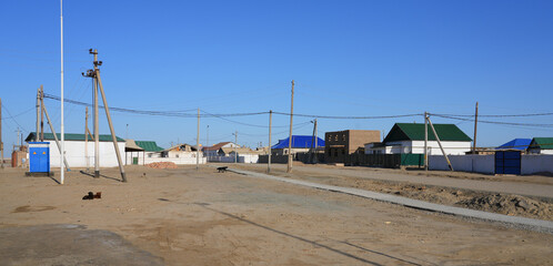 Residential neighborhood in Moynaq (Muynak), a former fishing village located on what used to be...