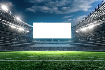 Empty electronic scoreboard at a football stadium