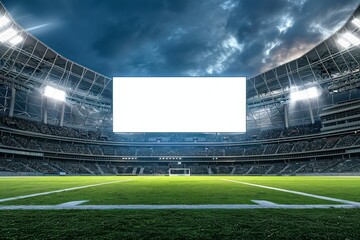Empty electronic scoreboard at a football stadium