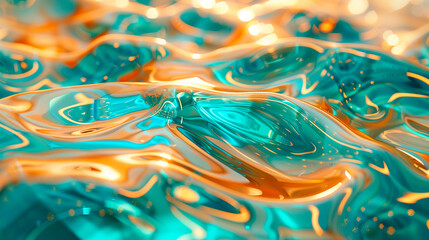 abstract teal and golden waves 