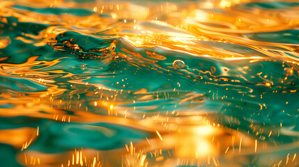 abstract teal and golden waves 