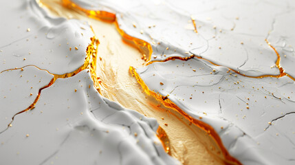 white abstract background with golden cracks