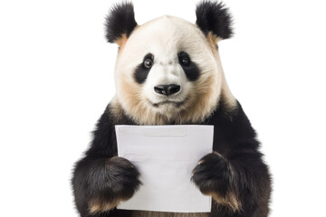 Adorable panda holding a chart paper