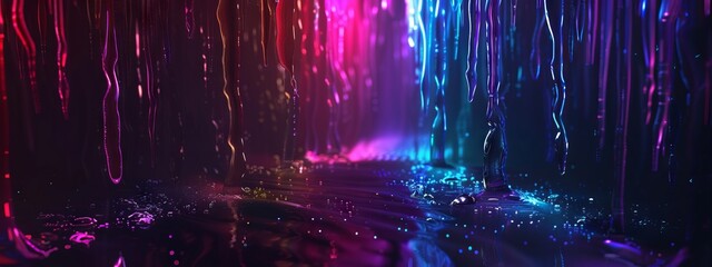 A dark, colorful, abstract background with a lot of water. - obrazy, fototapety, plakaty