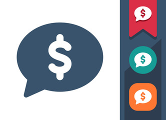 Chat Bubble Icon. Speech Bubble, Comment, Message, Dollar, Money