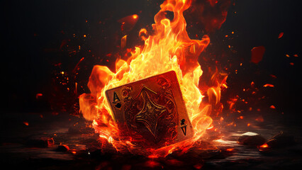 game concept. ace on fire. playing card.