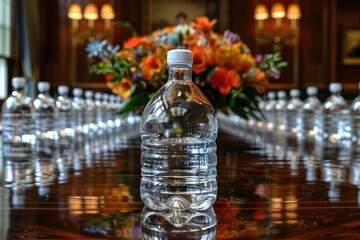 mineral water bottles on the table professional advertising food photography