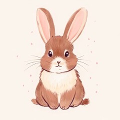 Cute Gray Bunny Rabbit isolated watercolor illustration
