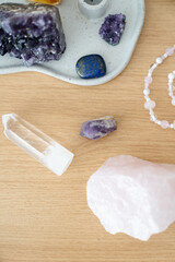 Esoteric objects for meditation, antistress and relaxation purifying concept. Smudge kit for spiritual practices.