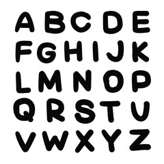 Hand drawn doodle set of letters isolated on white background. Alphabet for Children's Books and Toys, Early Childhood Education. Typographic content for children.