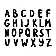 Hand drawn doodle set of letters isolated on white background. Alphabet for Children's Books and Toys, Early Childhood Education. Typographic content for children.
