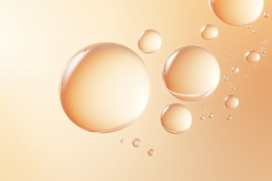 Beige bubble with water droplets on it, representing air and fluidity. Web banner with copy space for photo text or product, blank empty copyspace