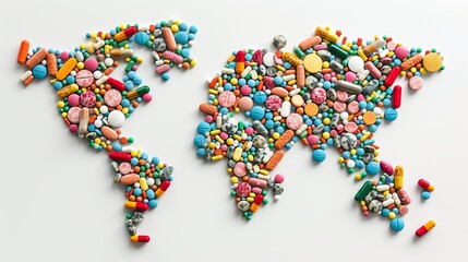 Pharmaceutical Atlas: World Map Made of Pills