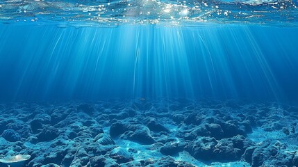 Sunlight Filtering Through Ocean Water Over Rocky Seabed