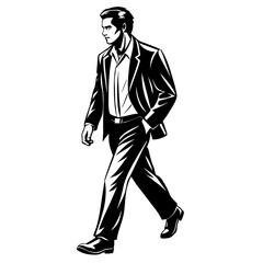 man in suit vector art illustration 