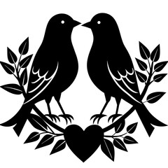 birds on a branch love birds vector art silhouette 