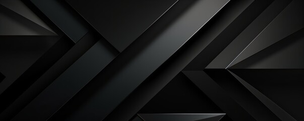 Black background with geometric shapes and shadows, creating an abstract modern design for corporate or technology-inspired designs
