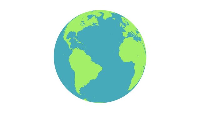 3D Animation - Simple planet earth rotating in loop and isolated on white background
