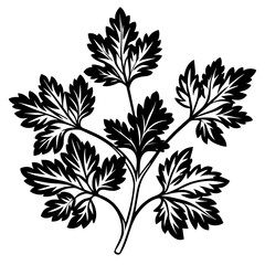 set of black silhouettes of leaves