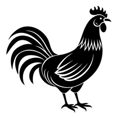 rooster isolated on white background vector art silhouette