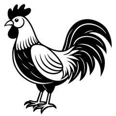 rooster isolated on white background vector art silhouette