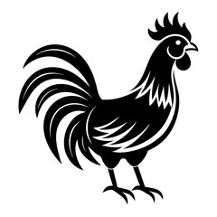 rooster isolated on white background vector art silhouette