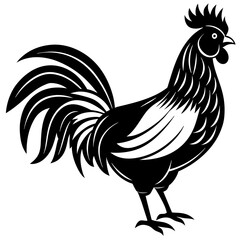rooster isolated on white background vector art silhouette
