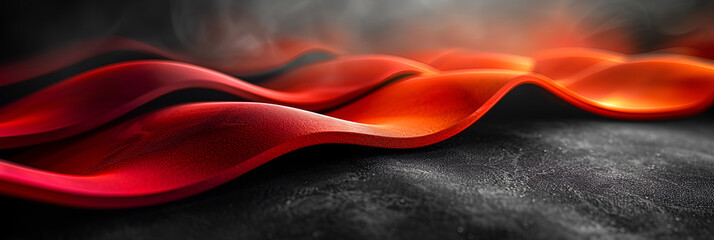 A Black and Red Abstract Background with a Curve,
An abstract image of red and white wavy lines on a dark background
