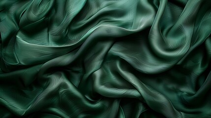 Emerald Green Satin Fabric with Luxurious Folds
