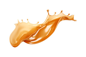 caramel syrup splash isolated on a transparent cut-out background. melted caramel sauce syrup splash PNG, Flowing Liquid