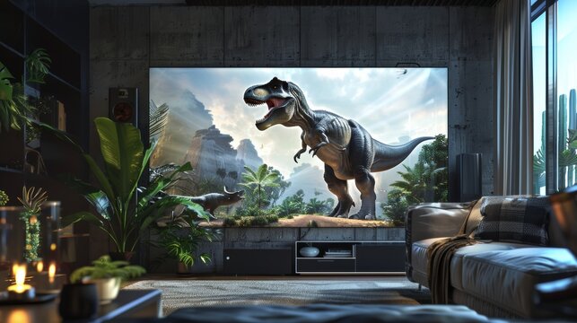 Dinosaur mural in living room - Powered by Adobe