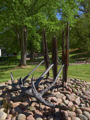 Attractions of Mariehamn: monument of anchors that were salvaged from shipwrecks near City Hall...