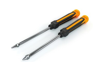 A pair of screwdrivers placed side by side. Perfect for DIY projects or construction themes