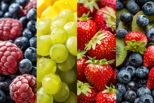 Eine Fotocollage von verschiedenen Obstsorten 