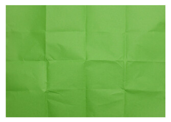 Green folded sheet of paper on isolated background