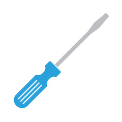 Screwdriver Icon isolated on white background. Tool Illustration As a Simple Vector Sign  Trendy Symbol for Design and Websites, Presentation or Mobile App. Simple blue flat screwdriver icon symbol.