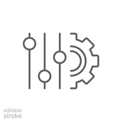 Panel settings icon. Simple outline style. Equalizer options, preferences, work, gear, tool, cogwheel, cog, level, technology concept. Thin line symbol. Vector illustration isolated. Editable stroke.