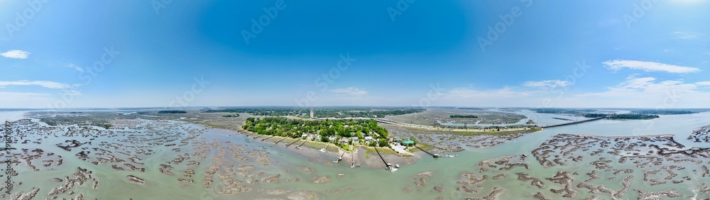 Wall mural Aerial panoramic shot of Bluffton Hilton Head Island, South Carolina, USA