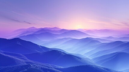 Fototapeta premium Serene Mountain Sunrise with Purple Gradient Sky