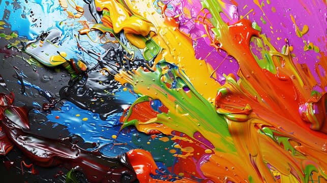 Dynamic paint splashes dancing across the canvas, capturing the essence of spontaneity and creativity in the artistic process.