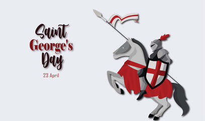 Saint George's Day post 23 April for social media poster banner and template