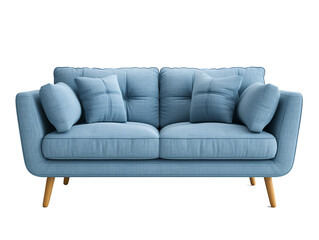 Fototapeta premium Modern blue quilted fabric classic sofa on transparent background.