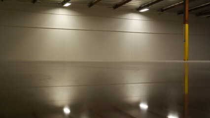 Polished concrete flooring in a room