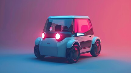 A cute and cuddly depiction of a self-driving car  AI generated illustration