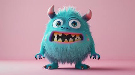 Fototapeta premium A cute and quirky 3D character design of a monster AI generated illustration