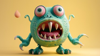 Fototapeta premium A cute and quirky 3D character design of a monster AI generated illustration