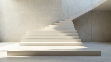 Modern Minimalistic Staircase with Sunlight and Shadows